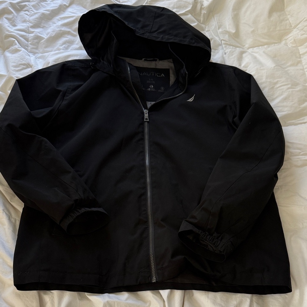 Nautica Men's Black Raincoat with Hood
